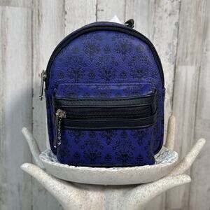 Disney Parks Loungefly Haunted Mansion Wallpaper Mini Backpack Style Wristlet